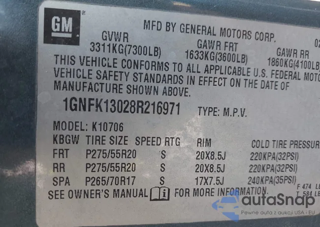 1GNFK13028R216971: 43770794