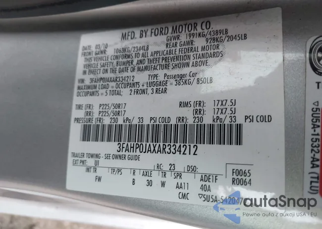 3FAHP0JAXAR334212: 43772062