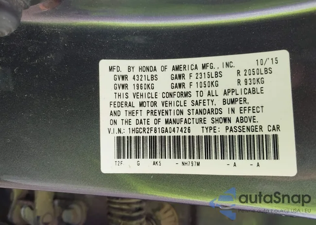 1HGCR2F81GA047426: 43772223