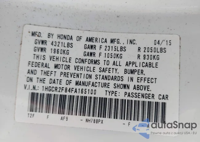 1HGCR2F84FA165100: 43772228