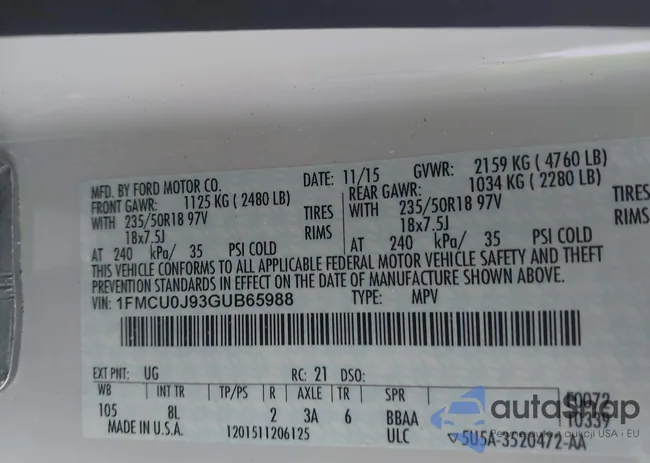 1FMCU0J93GUB65988: 43772354