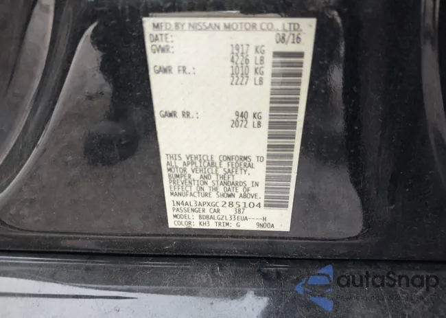 1N4AL3APXGC285104: 43772425