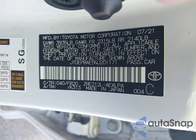 JTDEPMAE5NJ201171: 43771825