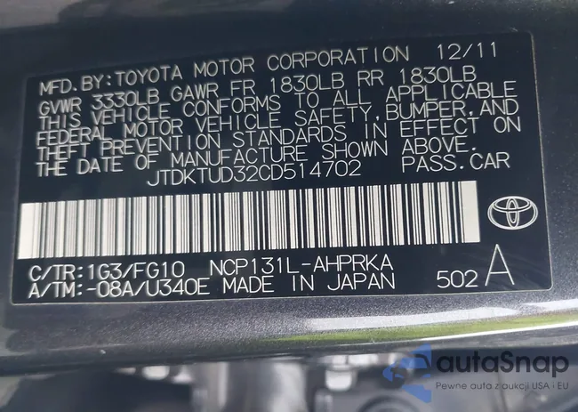 JTDKTUD32CD514702: 43771908