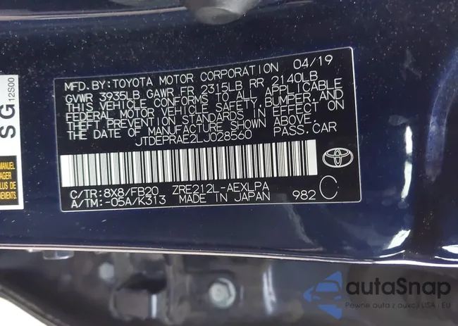 JTDEPRAE2LJ028560: 43772995