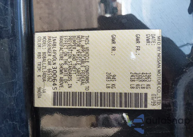 1N4BL4FV0LN300645: 43773270