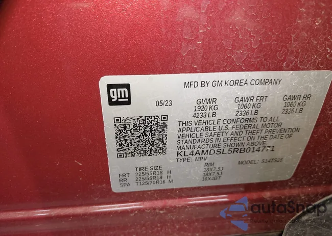 KL4AMDSL5RB014771: 43773274