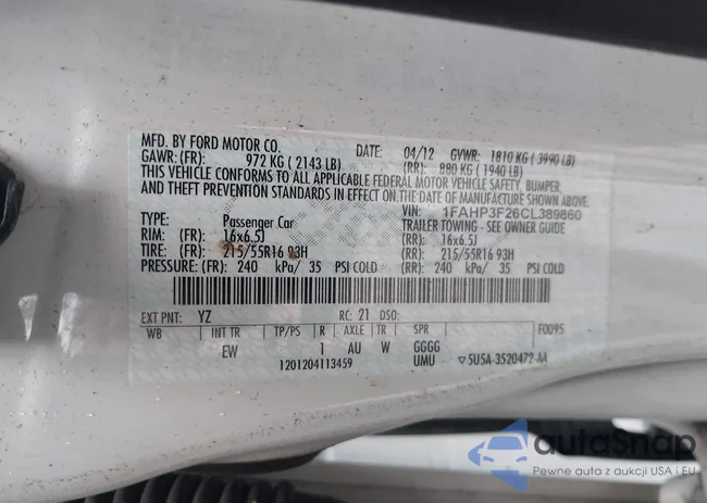 1FAHP3F26CL389860: 43774049