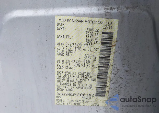 5N1AZ2MH1FN206182: 43774449