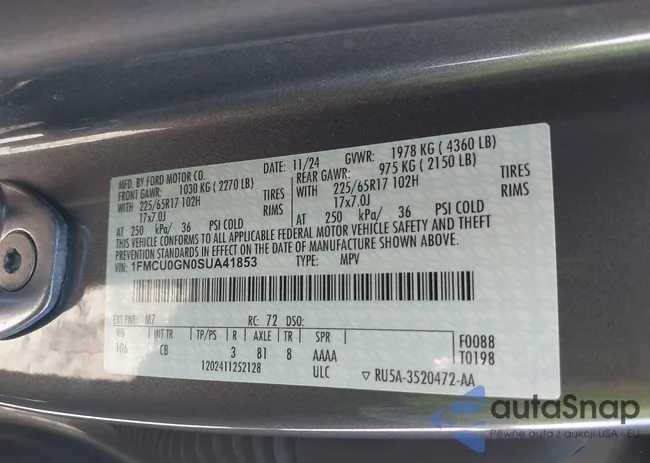 1FMCU0GN0SUA41853: 43774510