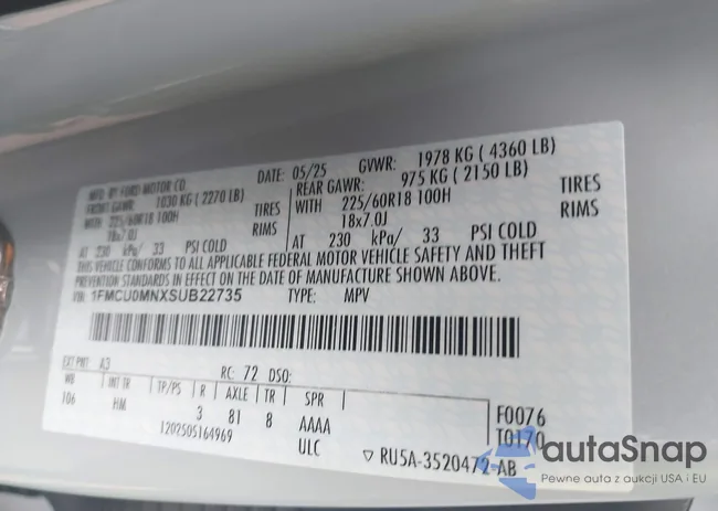 1FMCU0MNXSUB22735: 43774560