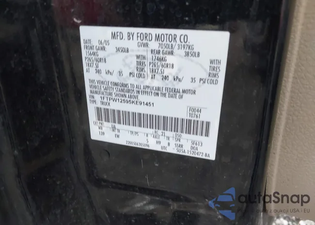 1FTPW12595KE91451: 43774568