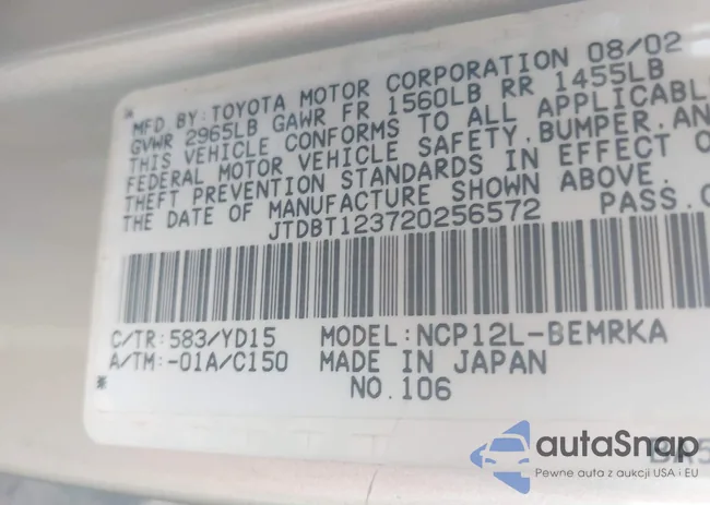 JTDBT123720256572: 43773722