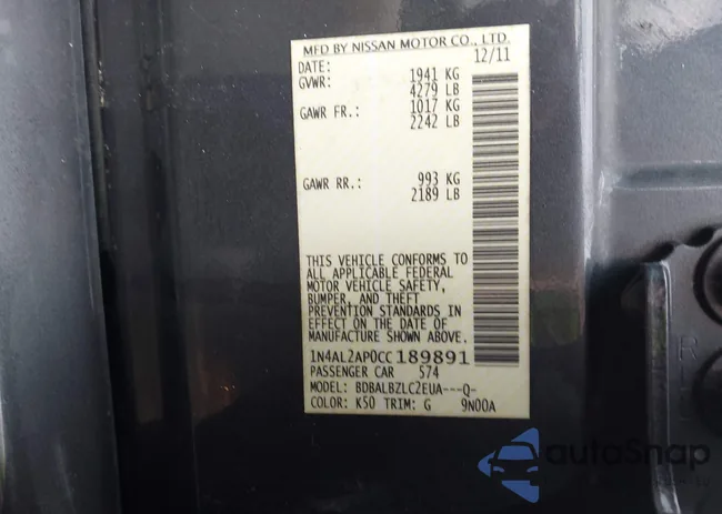 1N4AL2AP0CC189891: 43773870