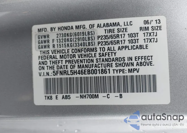 5FNRL5H46EB001861: 43774978