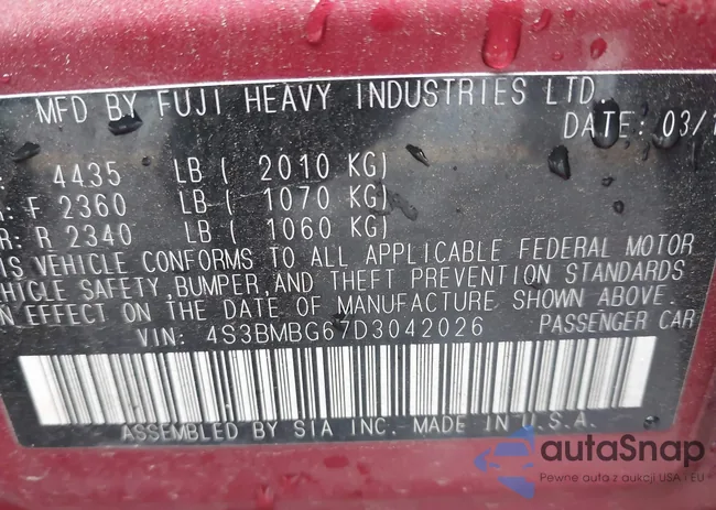 4S3BMBG67D3042026: 43775075