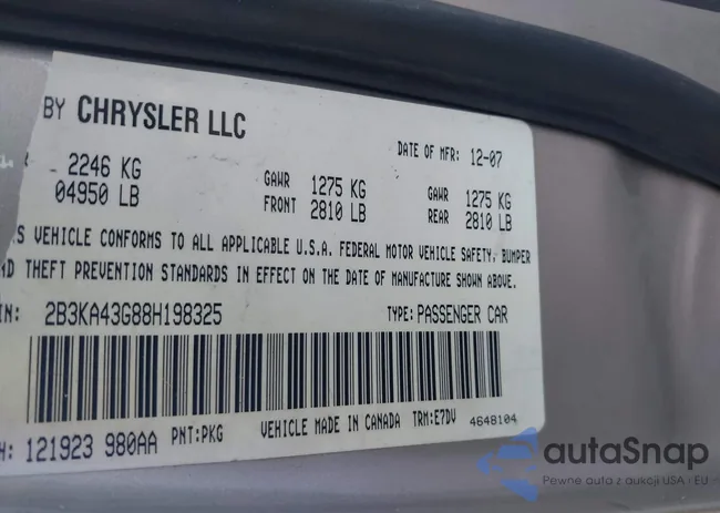 2B3KA43G88H198325: 43775321