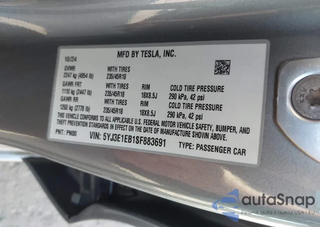 5YJ3E1EB1SF883691: 43775400