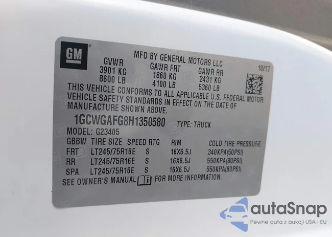 1GCWGAFG8H1350580: 43775467