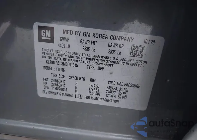 KL79MRSL3MB091845: 43774586