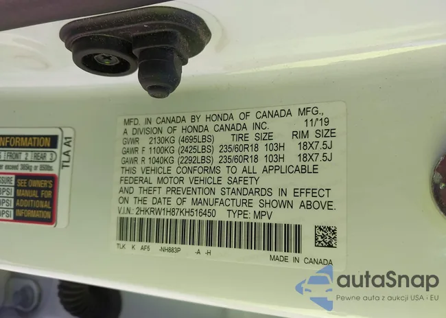 2HKRW1H87KH516450: 43774622