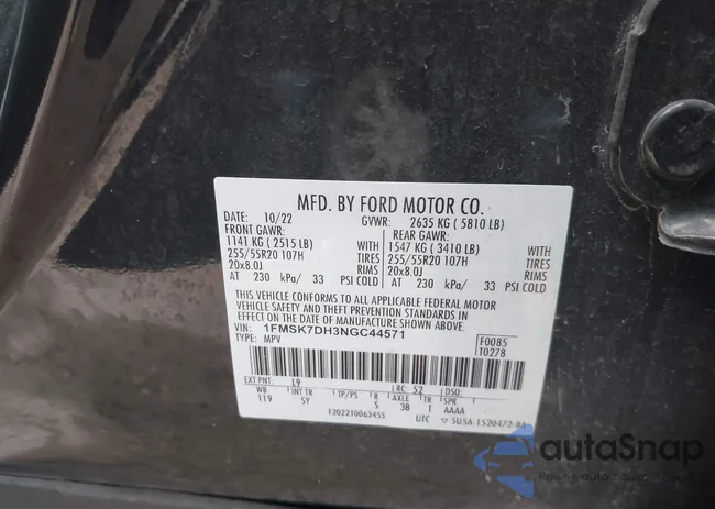 1FMSK7DH3NGC44571: 43774700