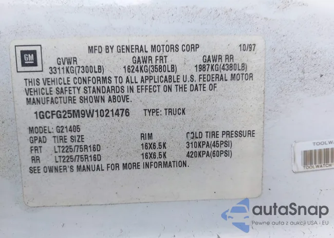 1GCFG25M9W1021476: 43774847