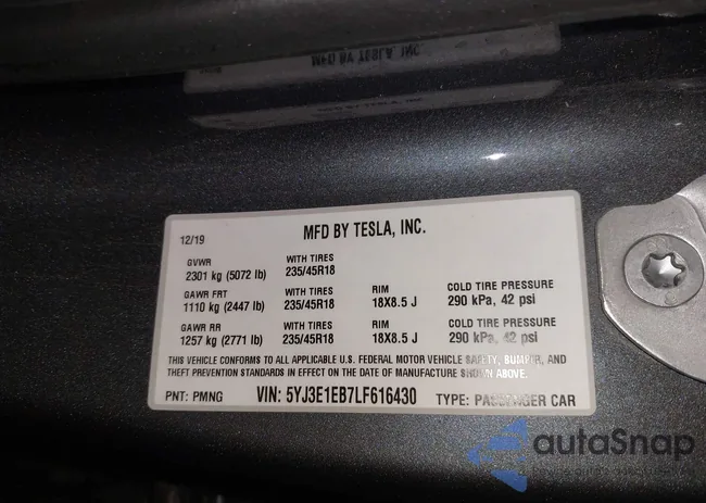 5YJ3E1EB7LF616430: 43776178