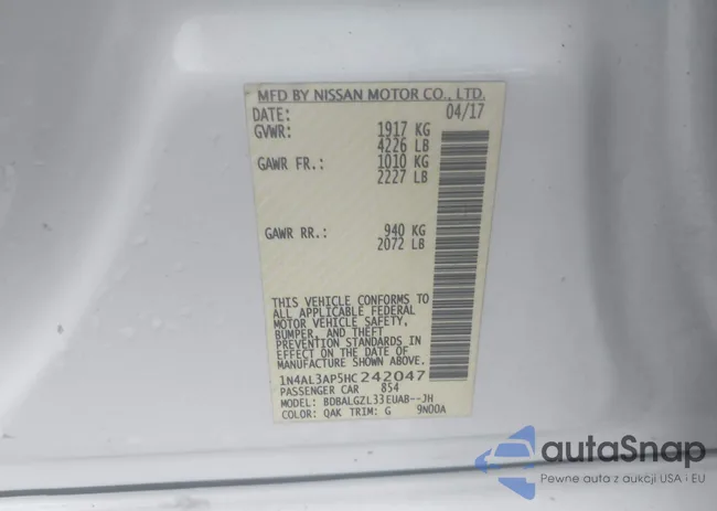 1N4AL3AP5HC242047: 43776311