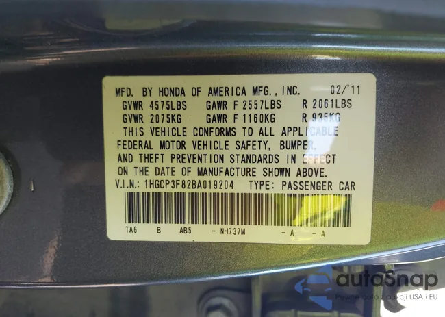 1HGCP3F82BA019204: 43776390