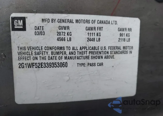 2G1WF52E339353060: 43776495