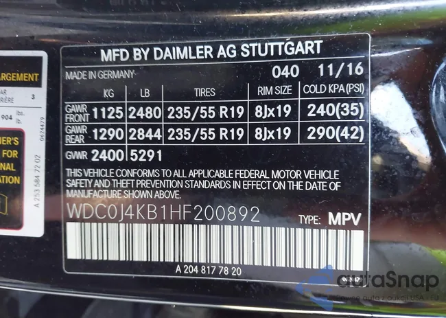 WDC0J4KB1HF200892: 43775631