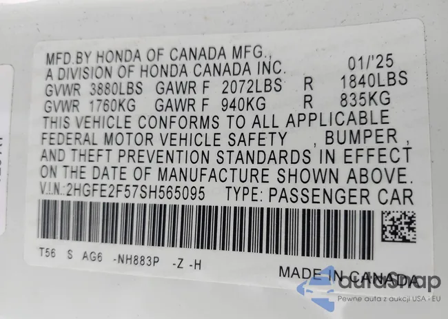 2HGFE2F57SH565095: 43775664