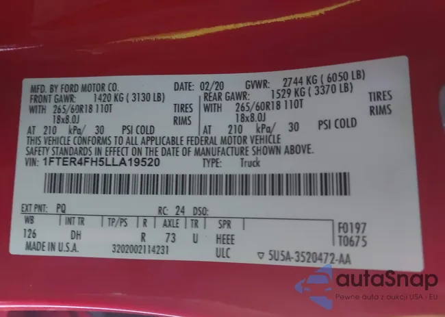 1FTER4FH5LLA19520: 43775672