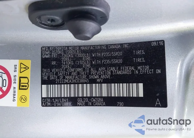 2T2ZZMCA3HC038845: 43775676