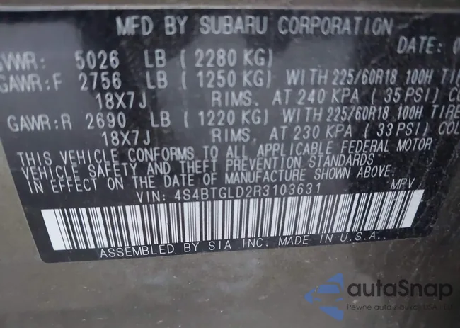 4S4BTGLD2R3103631: 43776986