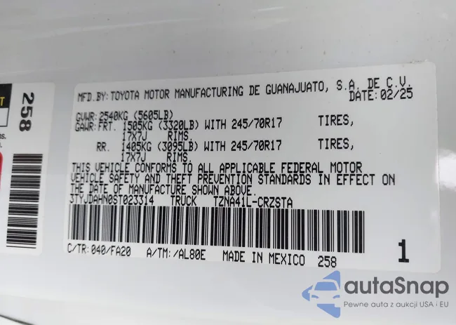 3TYJDAHN0ST023314: 43776987