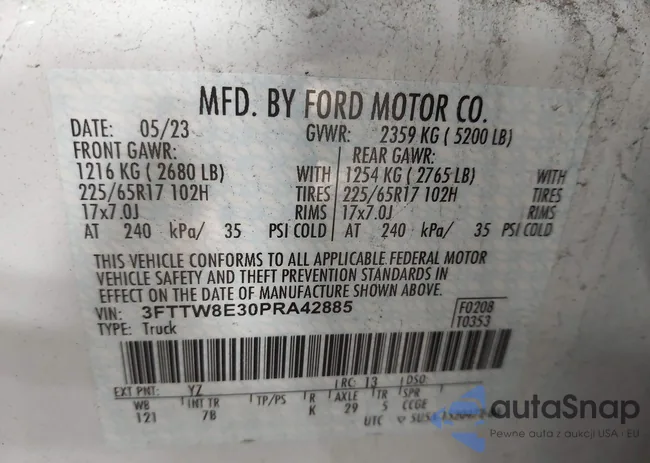 3FTTW8E30PRA42885: 43777220