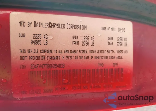 2D4FV47T86H294838: 43777462