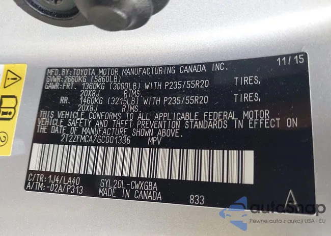 2T2ZFMCA7GC001336: 43777481