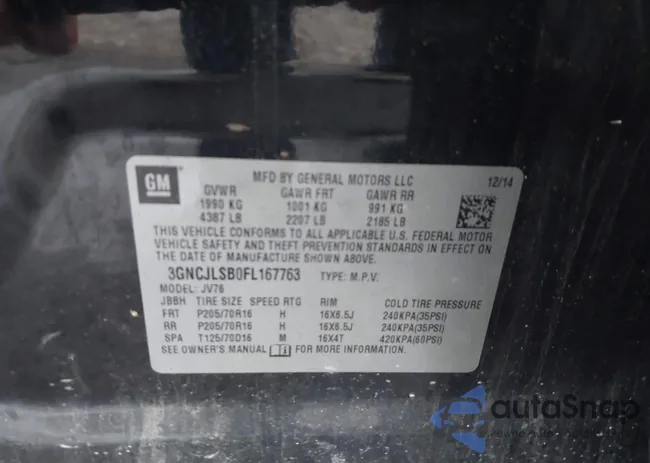 3GNCJLSB0FL167763: 43777502