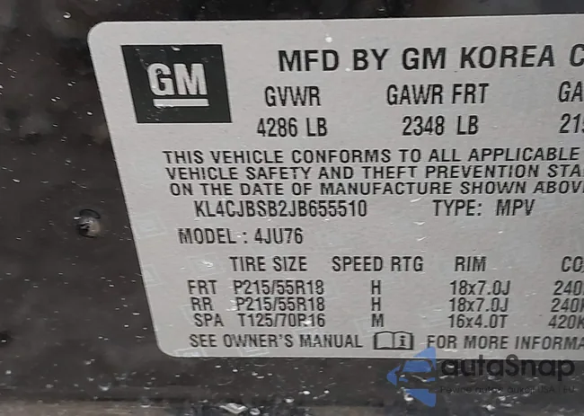 KL4CJBSB2JB655510: 43777542