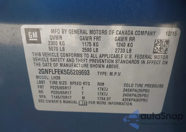 2GNFLFEK5G6209693: 43776707