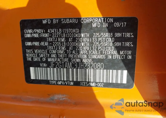 JF2GTAMC3JH232080: 43776720