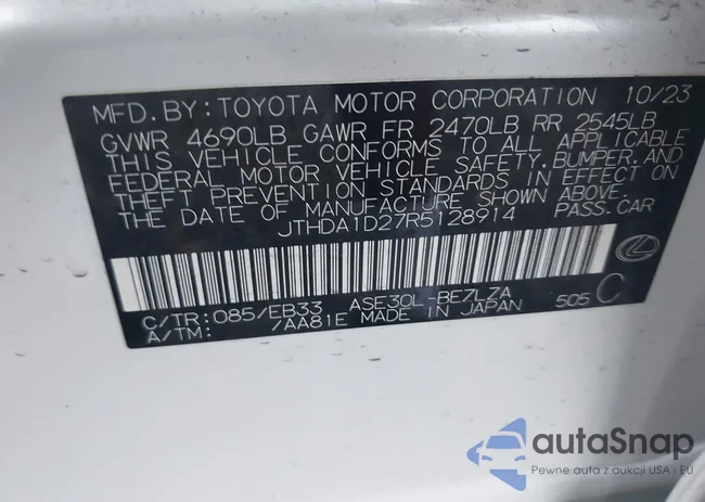 JTHDA1D27R5128914: 43778202