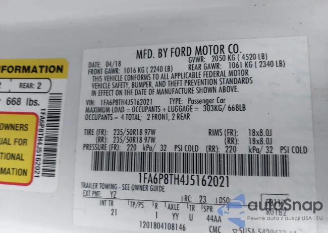 1FA6P8TH4J5162021: 43778273