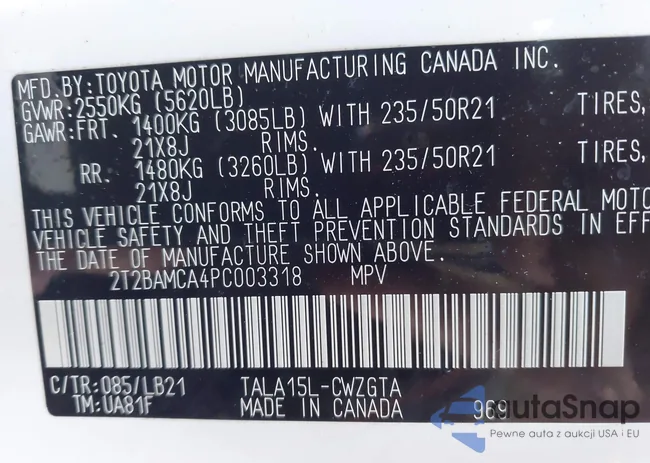 2T2BAMCA4PC003318: 43778381