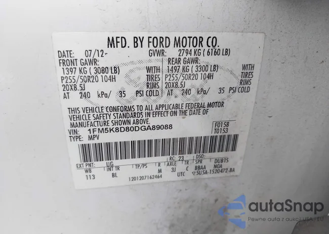 1FM5K8D80DGA89088: 43778407