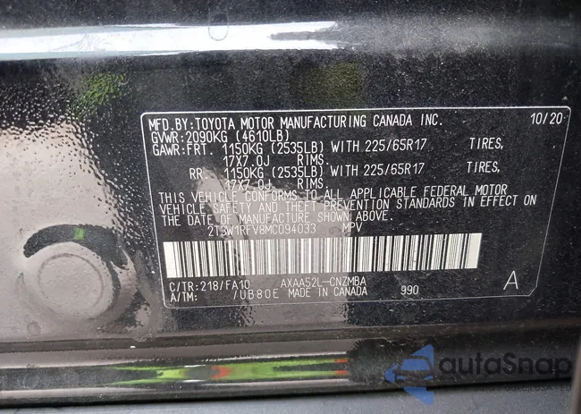 2T3W1RFV8MC094033: 43778452