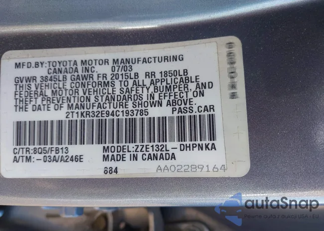 2T1KR32E94C193785: 43778523